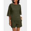 imageANRABESS Womens Pajama Sets 34 Sleeve Oversized Tops and Elastic Waist Shorts Lounge Sets LoungewearGreen