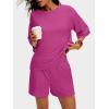 imageANRABESS Womens Pajama Sets 34 Sleeve Oversized Tops and Elastic Waist Shorts Lounge Sets LoungewearHot Pink