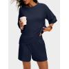 imageANRABESS Womens Pajama Sets 34 Sleeve Oversized Tops and Elastic Waist Shorts Lounge Sets LoungewearNavy