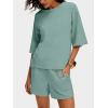 imageANRABESS Womens Pajama Sets 34 Sleeve Oversized Tops and Elastic Waist Shorts Lounge Sets LoungewearSage Green