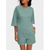 imageANRABESS Womens Pajama Sets 34 Sleeve Oversized Tops and Elastic Waist Shorts Lounge Sets LoungewearSage Green