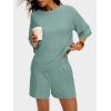 imageANRABESS Womens Pajama Sets 34 Sleeve Oversized Tops and Elastic Waist Shorts Lounge Sets LoungewearSage Green