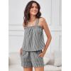 imageANRABESS Womens Pajama Sets Striped 2 Piece Pjs Summer Ruffle Cute Tank Top and Shorts Sleepwear 2026 Comfy Soft Lounge SetsBlack White Stripe