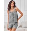 imageANRABESS Womens Pajama Sets Striped 2 Piece Pjs Summer Ruffle Cute Tank Top and Shorts Sleepwear 2026 Comfy Soft Lounge SetsBlack White Stripe