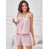 imageANRABESS Womens Pajama Sets Striped 2 Piece Pjs Summer Ruffle Cute Tank Top and Shorts Sleepwear 2026 Comfy Soft Lounge SetsPink White Stripe