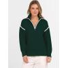 imageANRABESS Womens Quarter Zip Sweaters Fall Long Sleeve V Neck Shirts Collared Business Casual Tops Knit Pullover SweatshirtsDark Green