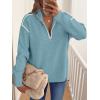 imageANRABESS Womens Quarter Zip Sweaters Fall Long Sleeve V Neck Shirts Collared Business Casual Tops Knit Pullover SweatshirtsLight Blue