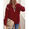 imageANRABESS Womens Quarter Zip Sweaters Fall Long Sleeve V Neck Shirts Collared Business Casual Tops Knit Pullover SweatshirtsRed
