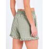 imageANRABESS Womens Ruffle Boxer Shorts Pajama Gingham Shorts Summer Casual Lounge Sleep Plaid Beach Bottoms Pockets 2026 TrendyArmy Green White Plaid