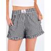 imageANRABESS Womens Ruffle Boxer Shorts Pajama Gingham Shorts Summer Casual Lounge Sleep Plaid Beach Bottoms Pockets 2026 TrendyBlack White Plaid