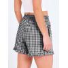 imageANRABESS Womens Ruffle Boxer Shorts Pajama Gingham Shorts Summer Casual Lounge Sleep Plaid Beach Bottoms Pockets 2026 TrendyBlack White Plaid