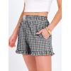 imageANRABESS Womens Ruffle Boxer Shorts Pajama Gingham Shorts Summer Casual Lounge Sleep Plaid Beach Bottoms Pockets 2026 TrendyBlack White Plaid