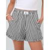 imageANRABESS Womens Ruffle Boxer Shorts Pajama Gingham Shorts Summer Casual Lounge Sleep Plaid Beach Bottoms Pockets 2026 TrendyBlack White Stripe