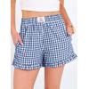 imageANRABESS Womens Ruffle Boxer Shorts Pajama Gingham Shorts Summer Casual Lounge Sleep Plaid Beach Bottoms Pockets 2026 TrendyBlue White Plaid