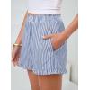 imageANRABESS Womens Ruffle Boxer Shorts Pajama Gingham Shorts Summer Casual Lounge Sleep Plaid Beach Bottoms Pockets 2026 TrendyBlue White Stripe