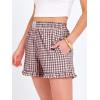 imageANRABESS Womens Ruffle Boxer Shorts Pajama Gingham Shorts Summer Casual Lounge Sleep Plaid Beach Bottoms Pockets 2026 TrendyBrown White Plaid