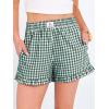 imageANRABESS Womens Ruffle Boxer Shorts Pajama Gingham Shorts Summer Casual Lounge Sleep Plaid Beach Bottoms Pockets 2026 TrendyDeep Green White Plaid