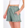 imageANRABESS Womens Ruffle Boxer Shorts Pajama Gingham Shorts Summer Casual Lounge Sleep Plaid Beach Bottoms Pockets 2026 TrendyDeep Green White Plaid