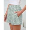 imageANRABESS Womens Ruffle Boxer Shorts Pajama Gingham Shorts Summer Casual Lounge Sleep Plaid Beach Bottoms Pockets 2026 TrendyGreen White Stripe