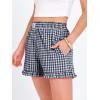 imageANRABESS Womens Ruffle Boxer Shorts Pajama Gingham Shorts Summer Casual Lounge Sleep Plaid Beach Bottoms Pockets 2026 TrendyNavy Blue White Plaid