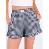 imageANRABESS Womens Ruffle Boxer Shorts Pajama Gingham Shorts Summer Casual Lounge Sleep Plaid Beach Bottoms Pockets 2026 TrendyNavy Blue White Plaid