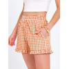 imageANRABESS Womens Ruffle Boxer Shorts Pajama Gingham Shorts Summer Casual Lounge Sleep Plaid Beach Bottoms Pockets 2026 TrendyOrange White Plaid