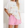 imageANRABESS Womens Ruffle Boxer Shorts Pajama Gingham Shorts Summer Casual Lounge Sleep Plaid Beach Bottoms Pockets 2026 TrendyPink White Plaid