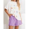 imageANRABESS Womens Ruffle Boxer Shorts Pajama Gingham Shorts Summer Casual Lounge Sleep Plaid Beach Bottoms Pockets 2026 TrendyPurple White Plaid
