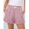imageANRABESS Womens Ruffle Boxer Shorts Pajama Gingham Shorts Summer Casual Lounge Sleep Plaid Beach Bottoms Pockets 2026 TrendyRed White Stripe