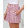 imageANRABESS Womens Ruffle Boxer Shorts Pajama Gingham Shorts Summer Casual Lounge Sleep Plaid Beach Bottoms Pockets 2026 TrendyRed White Stripe
