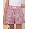 imageANRABESS Womens Ruffle Boxer Shorts Pajama Gingham Shorts Summer Casual Lounge Sleep Plaid Beach Bottoms Pockets 2026 TrendyRed White Stripe