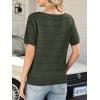 imageANRABESS Womens Short Sleeve Sweater Crochet Boat Neck Lightweight Business Casual Tops 2026 Summer Beach Vacation ClothesArmy Green