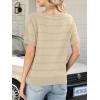imageANRABESS Womens Short Sleeve Sweater Crochet Boat Neck Lightweight Business Casual Tops 2026 Summer Beach Vacation ClothesBeige