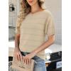 imageANRABESS Womens Short Sleeve Sweater Crochet Boat Neck Lightweight Business Casual Tops 2026 Summer Beach Vacation ClothesBeige