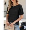 imageANRABESS Womens Short Sleeve Sweater Crochet Boat Neck Lightweight Business Casual Tops 2026 Summer Beach Vacation ClothesBlack