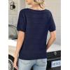 imageANRABESS Womens Short Sleeve Sweater Crochet Boat Neck Lightweight Business Casual Tops 2026 Summer Beach Vacation ClothesNavy Blue