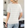 imageANRABESS Womens Short Sleeve Sweater Crochet Boat Neck Lightweight Business Casual Tops 2026 Summer Beach Vacation ClothesWhite