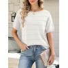 imageANRABESS Womens Short Sleeve Sweater Crochet Boat Neck Lightweight Business Casual Tops 2026 Summer Beach Vacation ClothesWhite