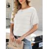 imageANRABESS Womens Short Sleeve Sweater Crochet Boat Neck Lightweight Business Casual Tops 2026 Summer Beach Vacation ClothesWhite