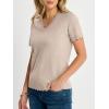 imageANRABESS Womens Short Sleeve Sweater V Neck Ribbed Knit Lightweight Sweaters Tops 2026 Spring Summer Business Casual OutfitsAlmond