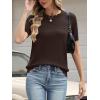 imageANRABESS Womens Short Sleeve Sweater Wool Blend Scalloped Cute Summer Dressy Tops Business Casual Loose Vacation Outfits 2026Chocolate Brown