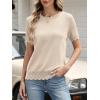 imageANRABESS Womens Short Sleeve Sweater Wool Blend Scalloped Cute Summer Dressy Tops Business Casual Loose Vacation Outfits 2026Parchment