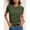 imageANRABESS Womens Short Sleeve Sweaters Cropped Crew Neck Business Casual Lightweight Sweater Tops 2026 Spring Summer OutfitsArmy Green