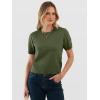 imageANRABESS Womens Short Sleeve Sweaters Cropped Crew Neck Business Casual Lightweight Sweater Tops 2026 Spring Summer OutfitsArmy Green