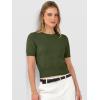 imageANRABESS Womens Short Sleeve Sweaters Cropped Crew Neck Business Casual Lightweight Sweater Tops 2026 Spring Summer OutfitsArmy Green