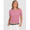 imageANRABESS Womens Short Sleeve Sweaters Cropped Crew Neck Business Casual Lightweight Sweater Tops 2026 Spring Summer OutfitsCoral Pink