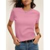 imageANRABESS Womens Short Sleeve Sweaters Cropped Crew Neck Business Casual Lightweight Sweater Tops 2026 Spring Summer OutfitsCoral Pink