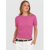 imageANRABESS Womens Short Sleeve Sweaters Cropped Crew Neck Business Casual Lightweight Sweater Tops 2026 Spring Summer OutfitsHot Pink