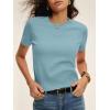 imageANRABESS Womens Short Sleeve Sweaters Cropped Crew Neck Business Casual Lightweight Sweater Tops 2026 Spring Summer OutfitsLight Blue