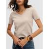 imageANRABESS Womens Short Sleeve Sweaters Cropped V Neck Business Casual Lightweight Sweater Tops Summer Spring Clothes 2026Almond